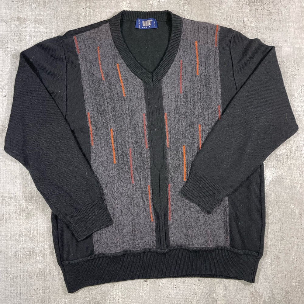 VINTAGE VALENTINO SWEATER BLACK GREY AND ORANGE